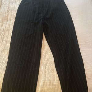Ganni Black Dress Pants with Pinstripe Pattern